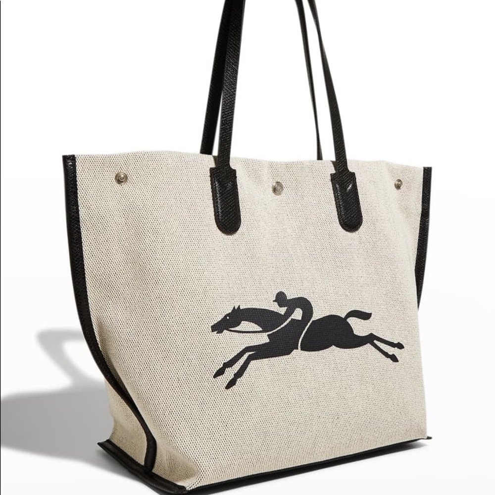 Longchamp Canvas & leather tote Large